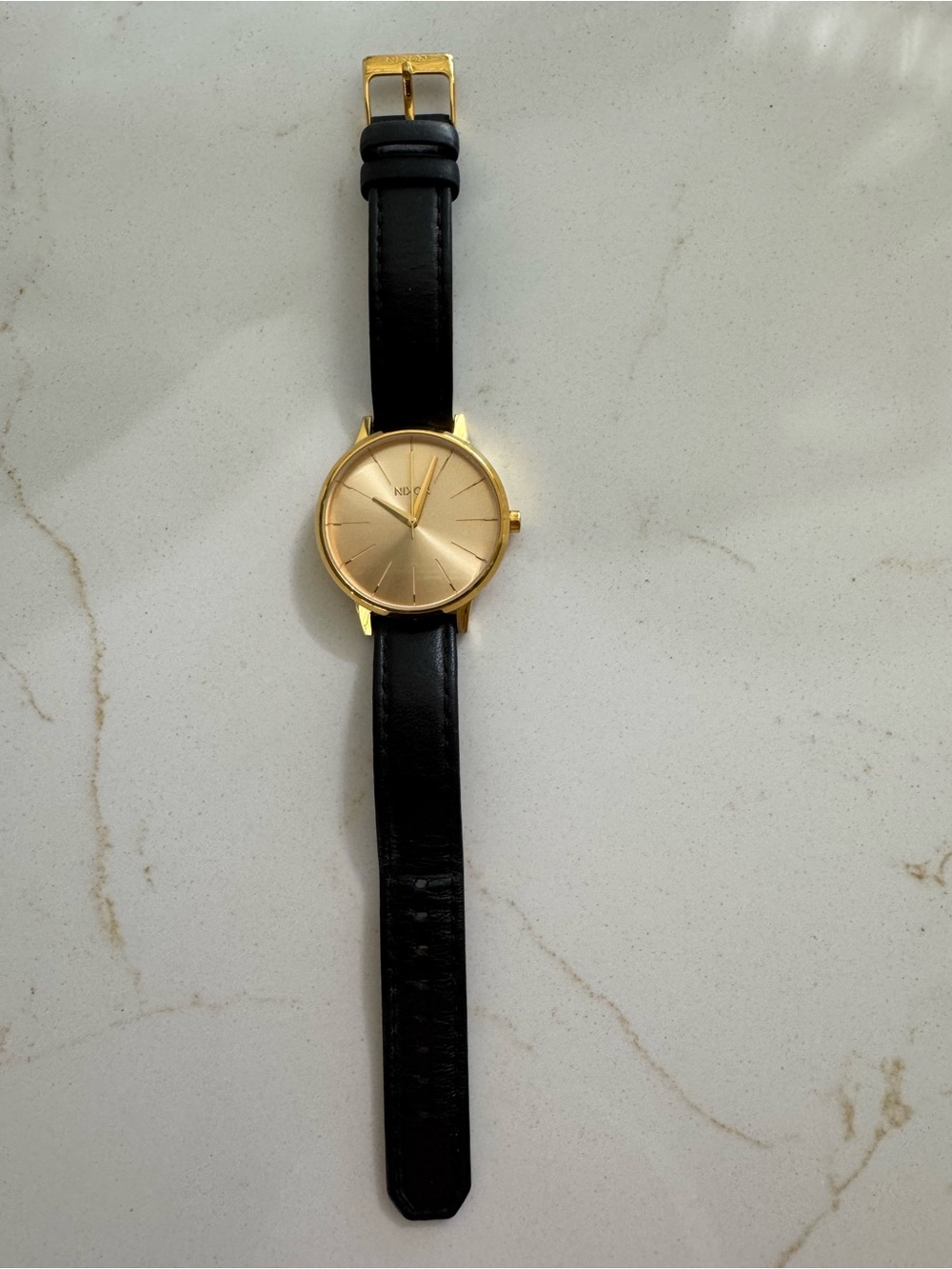 Nixon The Kensington Gold Watch Case with Black Leather Strap